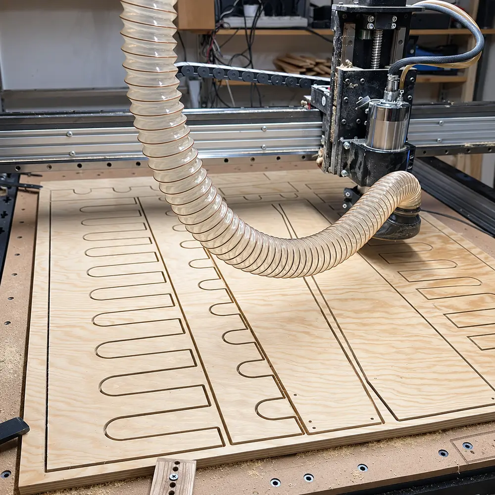 CNC woodworking in a supplier workshop