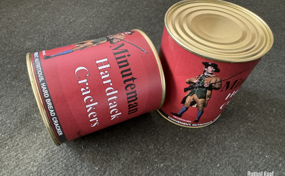 Canned Hardtack crackers in a big can with a vintage label.