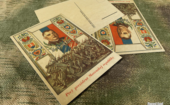 Cardboard reproduction of popular postcards from era of the (First) Slovak Republic 1939-1945.