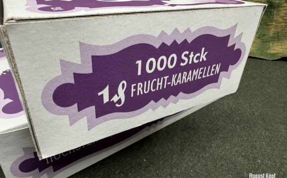 Cardboard box for Frucht Karamellen empty