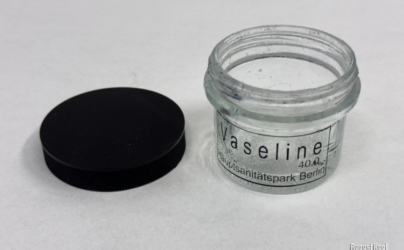 Vintage design glass for German Vaseline marked Hauptsanitätspark Berlin.
