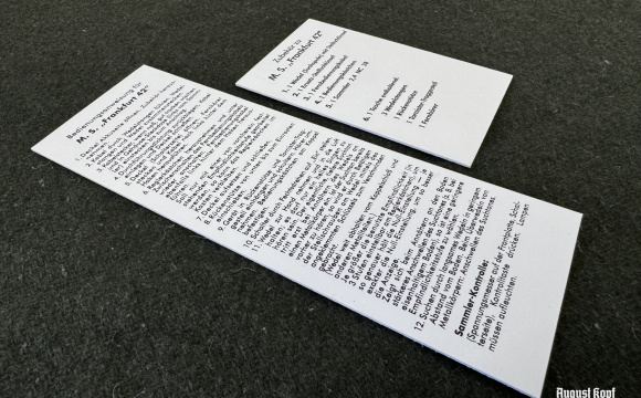 Pair of instructional sheets printed on 1,5mm thick paper desks.
