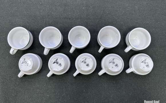 Pair of WH ceramic cups marked