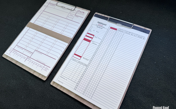 Wooden clip board marked