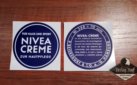 Set of historical labels for Nivea creme.