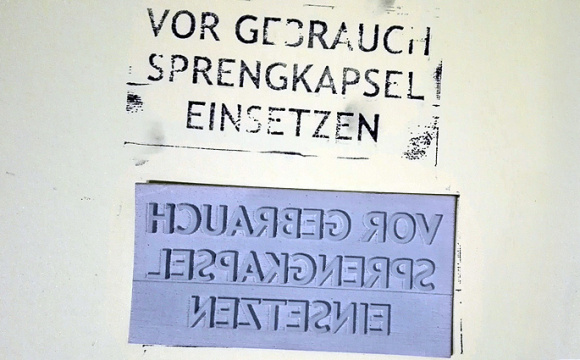 Stamp for marking german handgranades 