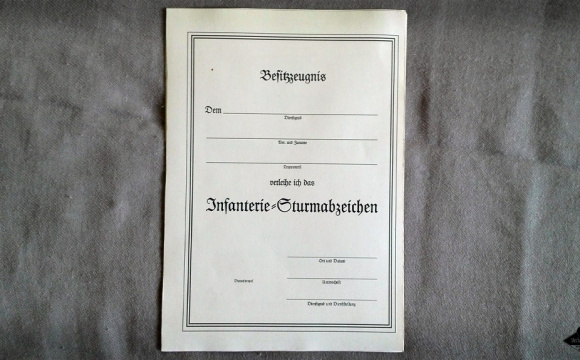 Infanterie-Sturmabzeichen certificate