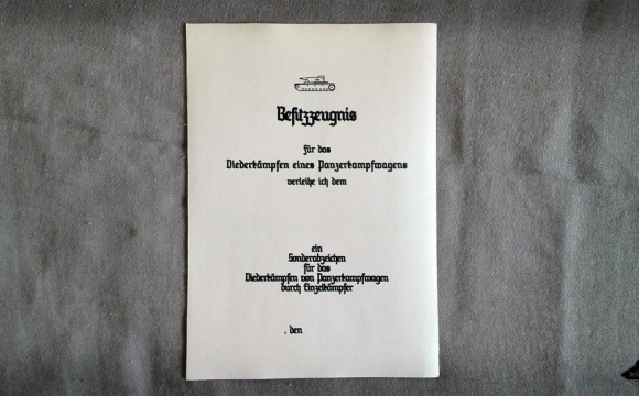 Panzerkampf certificate