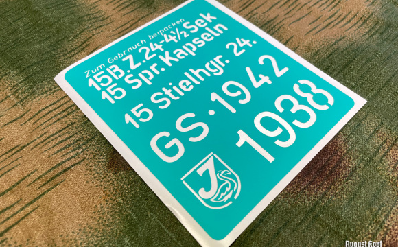Stencil for marking metal koffer with Sthg 24 content.