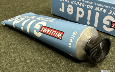 Glider, reproduction brushless shaving cream, with actual content - ideal for your reenactment personal hygiene kit.