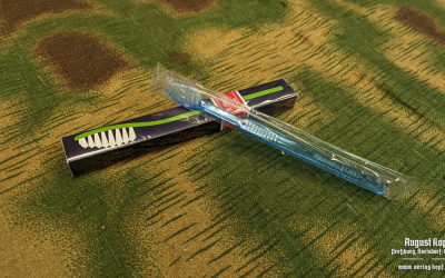 Dr West’s reproduction tooth brush, properly sealed cellophane - ideal for your reenactment personal hygiene kit.