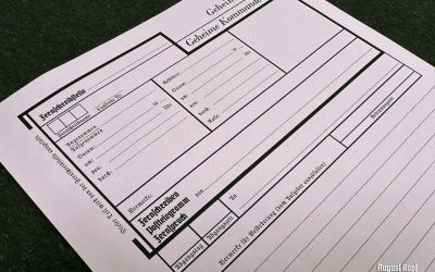 Standard A4 message form printed on pink background.