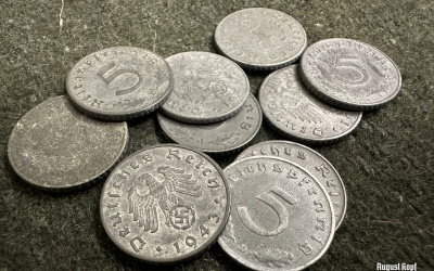 We acquired a bigger lot of original WW2 german coins, all are valued 5 Reichspfennig.