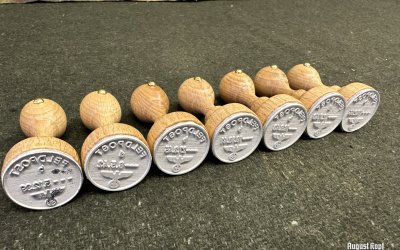 Circular feldpost letter stamps for each year of war duration.