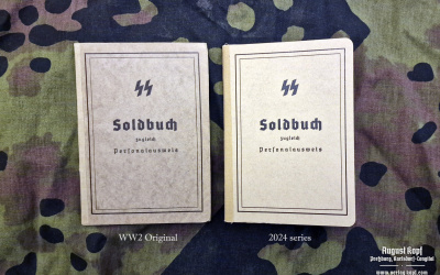 We were able to pair our production with original unused WW2 SS Soldbuch.