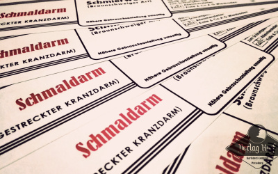 Simple label (wrapper) for bratwurst/sausages.