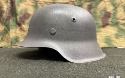 Original german M42 WW2 battle helmet ET66 2142?, restored for reenactment use.