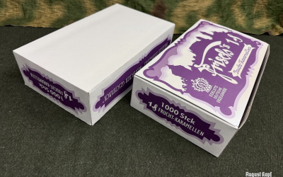Box for Frucht Karamellen candies sweet empty