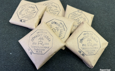 Unique design of Czechoslovak interwar tobacco package.