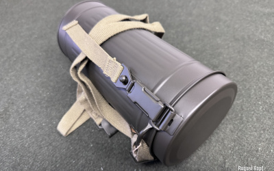An excellent replica of a gasmask case - Gasmaskenbüchse, which was used by German soldiers during WW2.