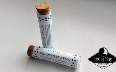 Authentic replica of Acidophilus Zyma (medicine tube box).