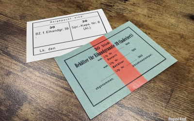 Set of paper labels for metal or wooden grenade box for 30 egg grenades.