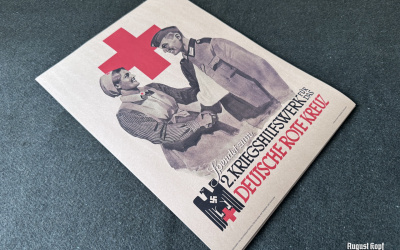 A beautiful illustration of DRK nurse and wounded wehrmacht soldier on the occasion of the Kriegshilfswerk collection.