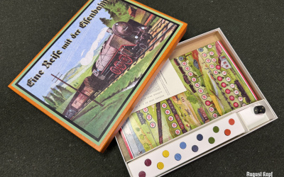A journey by train is beautifully illustrated, colorful game for up to 6 players.