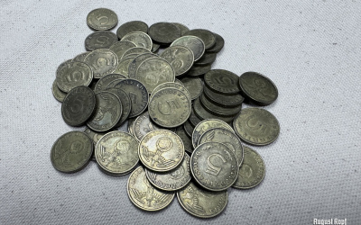 We acquired a bigger lot of original WW2 German coins, all are valued 5 Reichspfennig.
