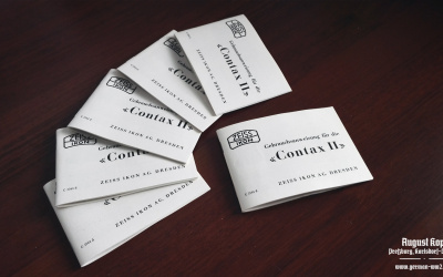 Simple instruction booklet for camera CONTAX II.
