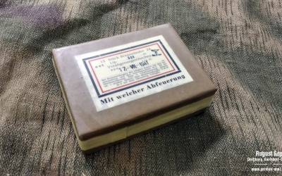 Attractive cardboard box dedicated for storing of fuzes Brennzünder model 24.