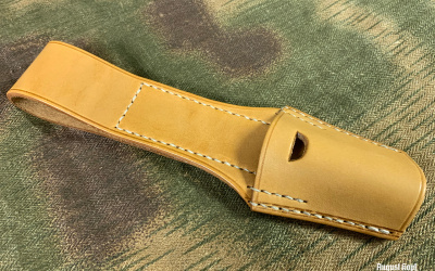 Natural leather frog for bayonetes model 24, dedicated for czech rifles, but also used with modification as german issued bayonetes, Seitengewehr.