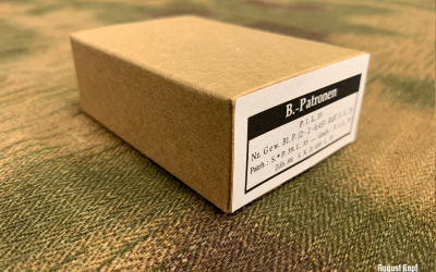 Common German WW2 ammo boxes used for 15 rounds of 8x57 bullets.