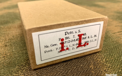 Common German WW2 ammo boxes used for 15 rounds of 8x57 bullets.