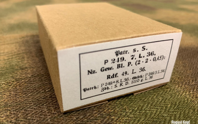 Common German WW2 ammo boxes used for 15 rounds of 8x57 bullets.