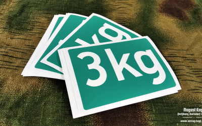 Plastic sticker stencil for Geballte ladung box.