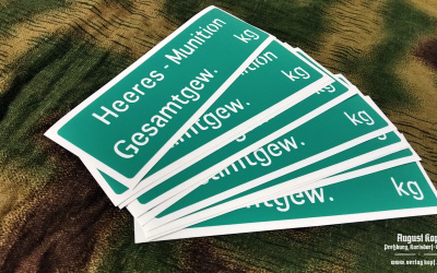 Universal sticker stencil for german army boxes to define weight of load.