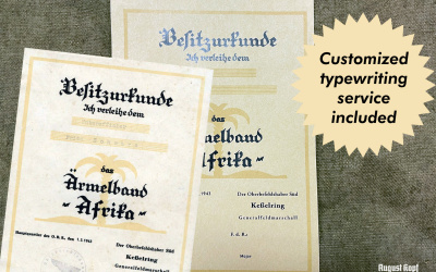 Ärmelband Afrika certificate for units that wear Afrika armband.