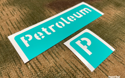Sticker stencil for metal MG box dedicated for petroleum cans.