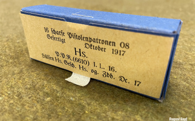 Nice replica of ammo boxes from 1917 in authentic blue cardboard color.