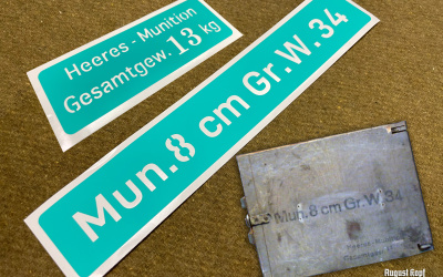 Stencils for wooden case 8cm Granatwerfer 34.