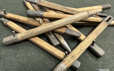 WW2 wooden tent pegs in nice condition.