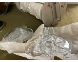 Vintage Petri dishes transport container with content