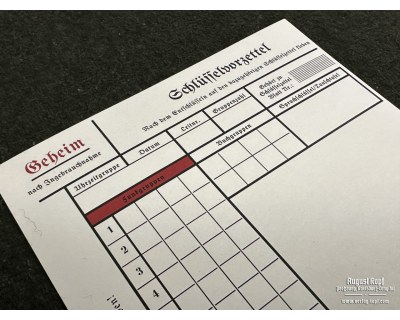 Schlüsselzettel form - coding table 20x A5