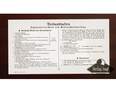 Verbandkasten inhalt inner label 1939