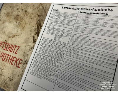Label Luftschutz Hausapotheke contents