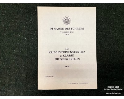 Kriegsverdienstkreuz 2. klasse certificate type.2