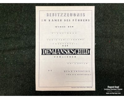 Demjanskschild certificate
