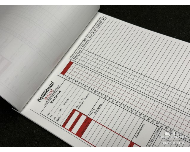 Schlüsselzettel form - coding table 20 sheets A4