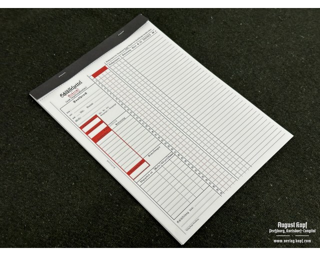Schlüsselzettel form - coding table 20 sheets A4